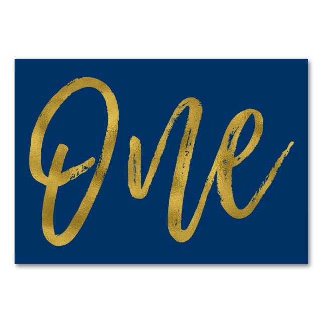 Numéro De Table Gold et Navy Blue Elegant Table Numéro Un (Devant)