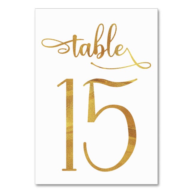 Numéro de table Gold fausse feuille 3.5x5 | Tablea (Dos)