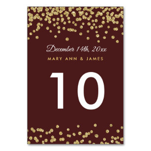 Numéro de table Gold Faux Parties scintillant Conf