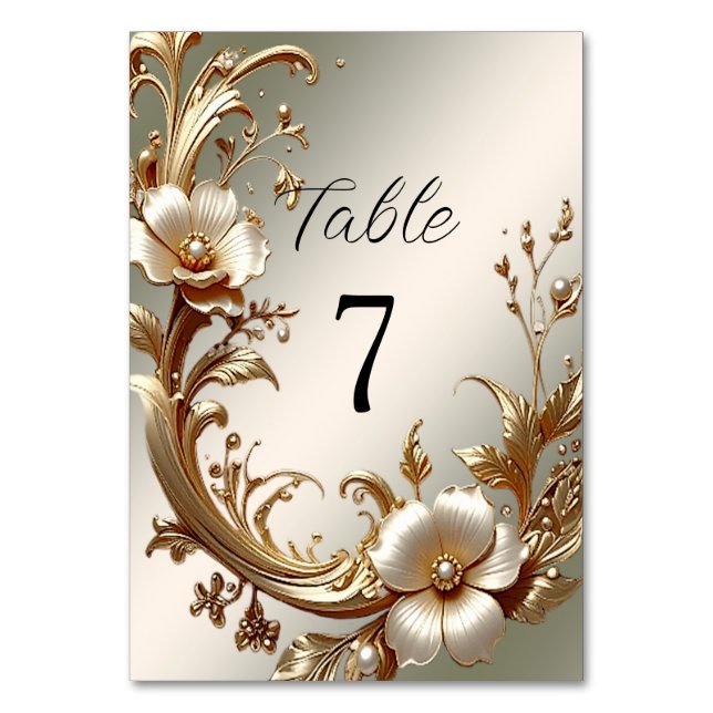 Numéro De Table Gold Floral Table Number (Par défaut)