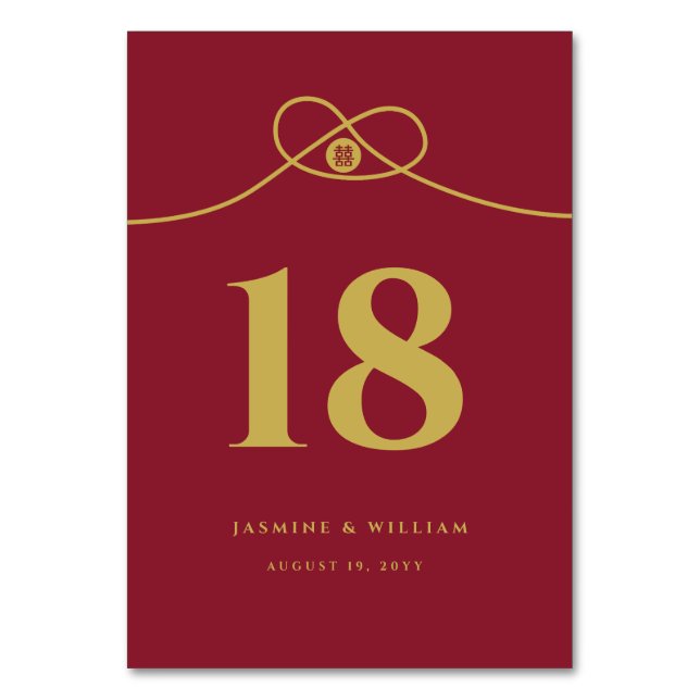 Numéro De Table Gold Knot Union Double Bonheur Mariage chinois (Par défaut)