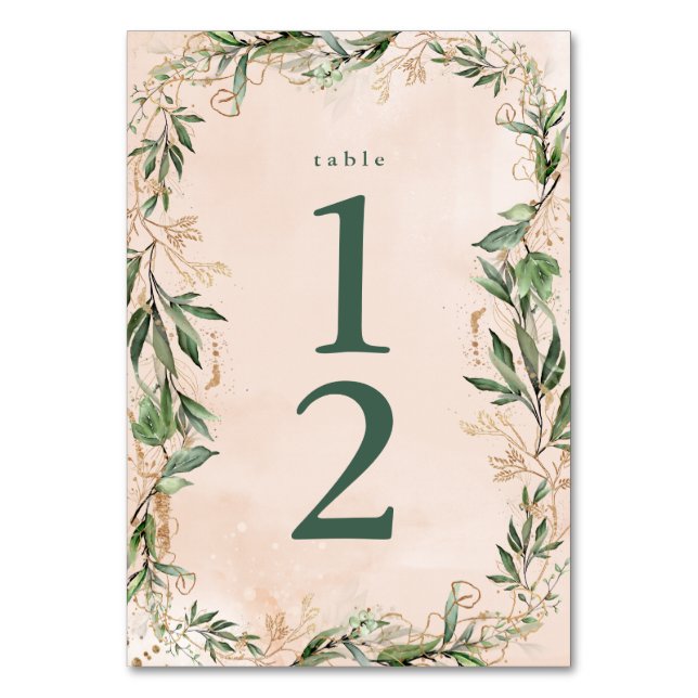 Numéro De Table Gold Moss Eucalyptus Moderne Abstrait Géométrique  (Par défaut)