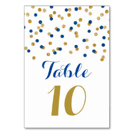 Numéro De Table Gold Navy Blue Confetti Mariage Tableau Numéro Car
