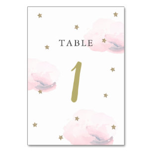 Numéro De Table Gold Star & Pink Cloud