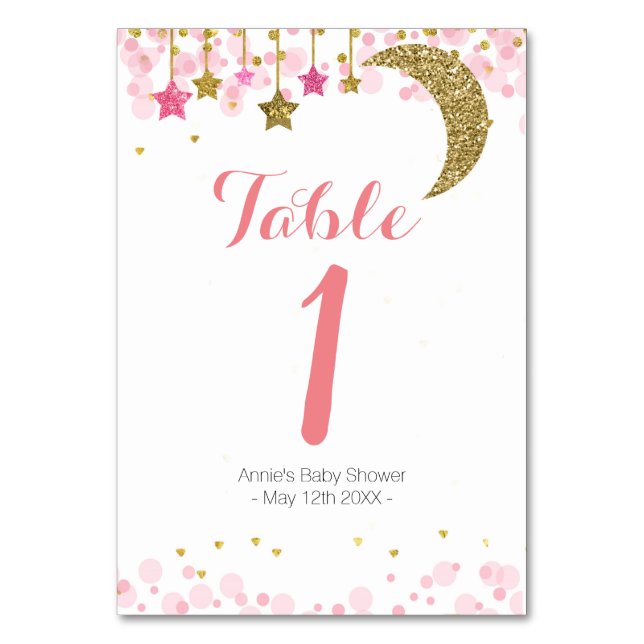 Numéro De Table Gold star rose lune moderne Table Numéro (Par défaut)