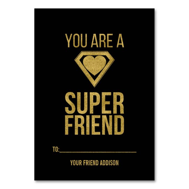 Numéro De Table Gold Superhero Friend Classroom Valentine Card (Par défaut)