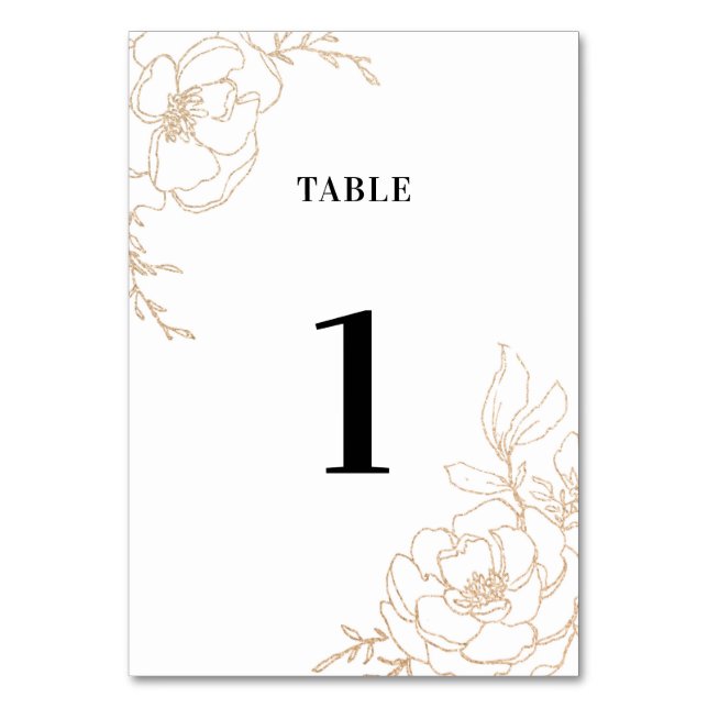 Numéro De Table Golden Blossoms Floral Mariage Design (Par défaut)