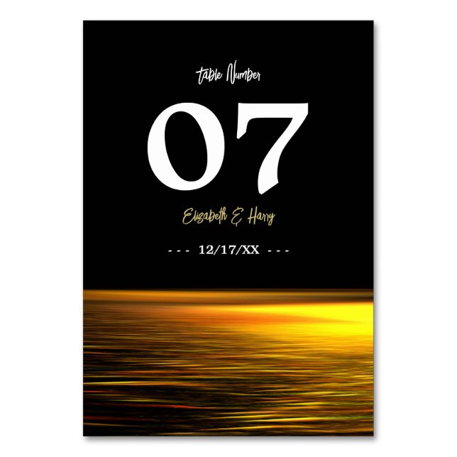Numéro De Table Golden Ocean, Elégant Mariage plage (Par défaut)