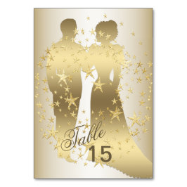 Numéro De Table Golden Stars Bride And Groom Party