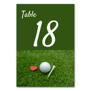 Numéro De Table Golf avec amour sur la table verte