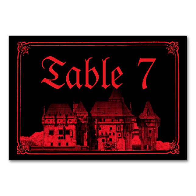 Numéro De Table Gothic Vampire Castle Black Red Wedding (Devant)