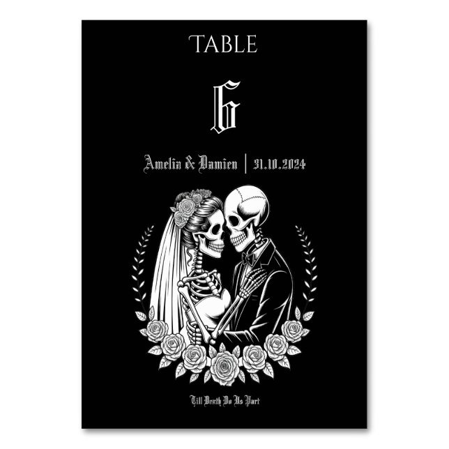Numéro De Table Gothique Jusqu'à la mort Squelette Couple Mariage  (Par défaut)