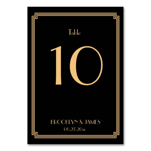 Numéro De Table Grand Gatsby Art Déco Mariage noir Numéros (Par défaut)