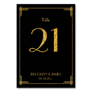 Numéro De Table Grand Gatsby Art Déco Tableau Numéro 21 Séquins Or