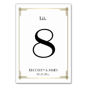 Numéro De Table Grand Gatsby Mariage blanc Numéro de tableau 8
