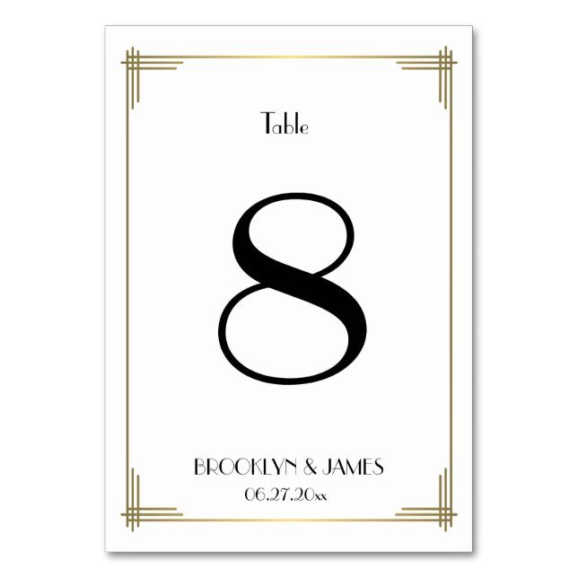 Numéro De Table Grand Gatsby Mariage blanc Numéro de tableau 8 (Par défaut)
