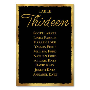 Numéro De Table Gras Elegance Black Gold Arête de siège graphique