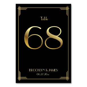 Numéro De Table Great Gatsby Art Déco Tableau Numéro 68 Or Noir