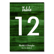 Green Rustic Woodgrain Mariage Numéro de tableau