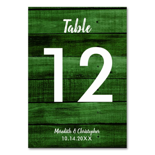 Numéro De Table Green Rustic Woodgrain Mariage Numéro de tableau (Par défaut)