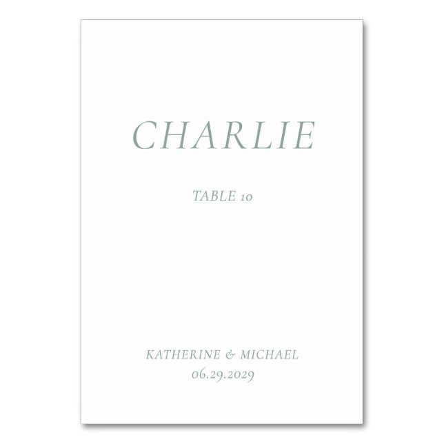 Numéro De Table Green Sage Elegant Wedding Table Cards (Par défaut)