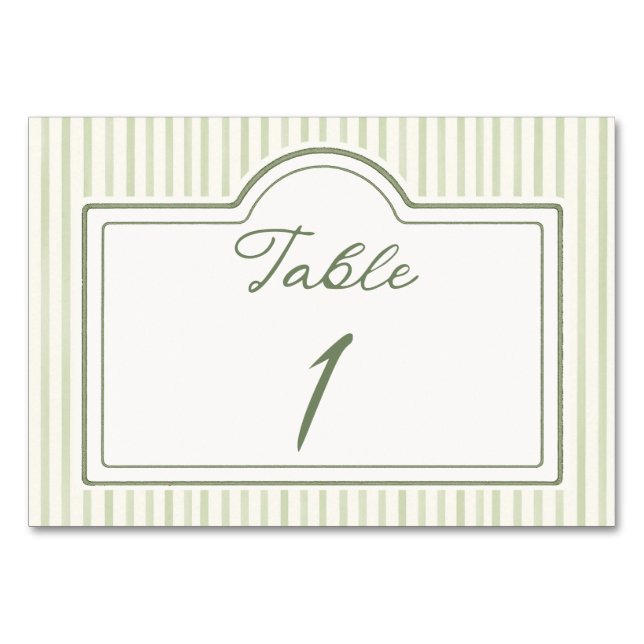 Numéro De Table Green Wedding Striped Table Card (Devant)