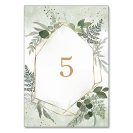 Numéro De Table Greenery boho watercolour gold geometric wedding