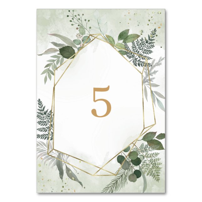 Numéro De Table Greenery boho watercolour gold geometric wedding (Par défaut)