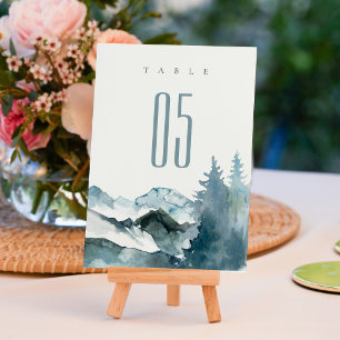 Numéro De Table Gris Blush Green Blue Mountains Pine Mariage