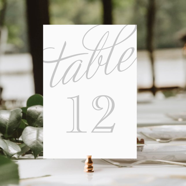 Numéro De Table Gris et blanc Élégant Nombre de tableaux de script (Créateur téléchargé)
