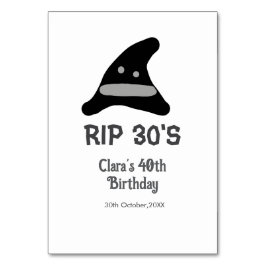 Numéro De Table Gris noir RIP 30's 40e anniversaire sorcière casqu