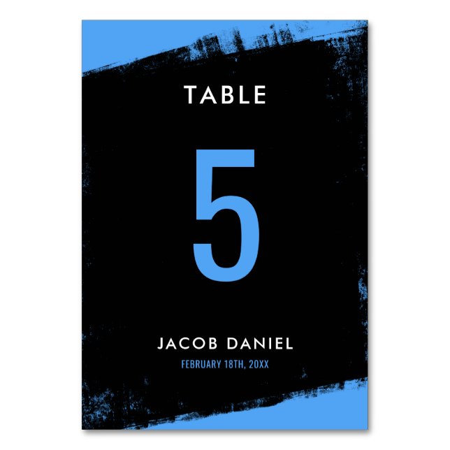 Numéro De Table Grunge Blue Black Bar Mitzvah (Par défaut)