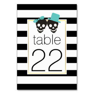 Numéro De Table Halloween crâne couple aqua mariage numéro de tabl