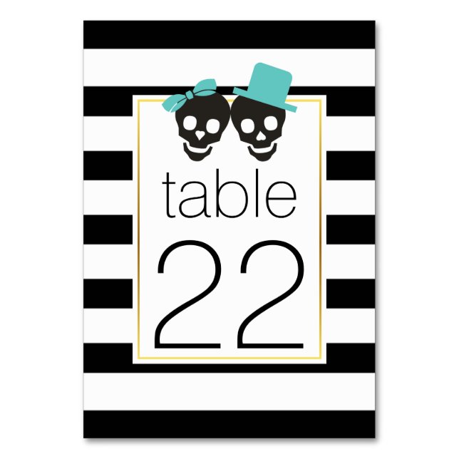 Numéro De Table Halloween crâne couple aqua mariage numéro de tabl (Par défaut)