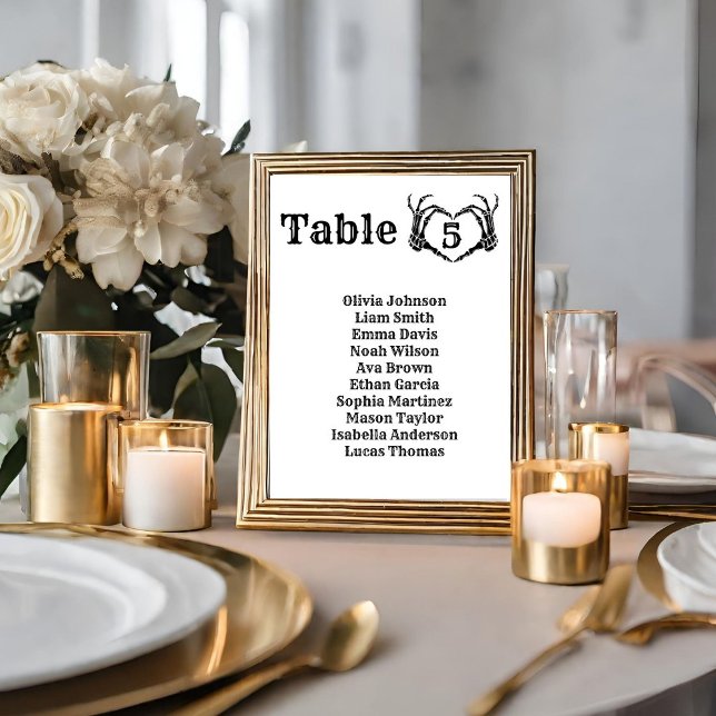 Numéro De Table Halloween Halloween Gothique Crâne mariage de coeu (Créateur téléchargé)