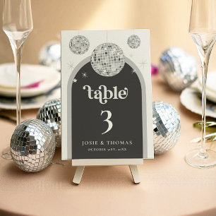 Numéro De Table Halloween Retro Grunge Disco Ball Mariage