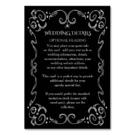 Numéro De Table Halloween Spider Gothic Scroll Détails du Mariage