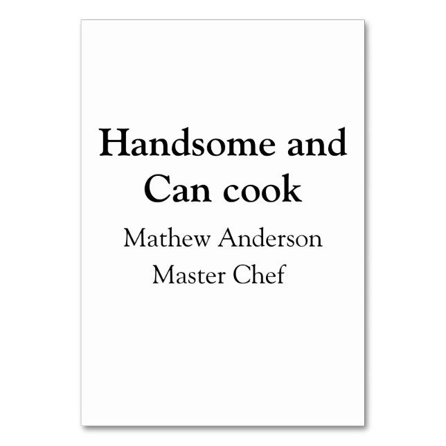Numéro De Table Handsome et peut cuisiner ajouter nom maître chef  (Par défaut)