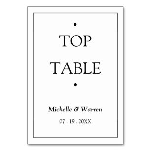 Numéro De Table Haut personnalisé en noir et blanc