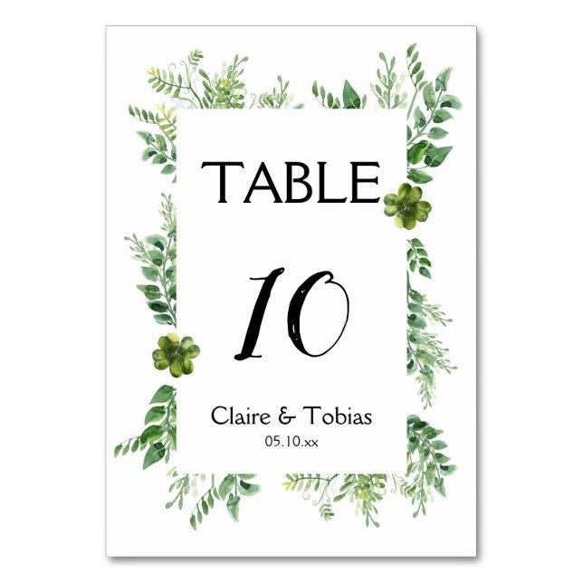Numéro De Table Herbes sauvages Feuillage de printemps vert Mariag (Par défaut)