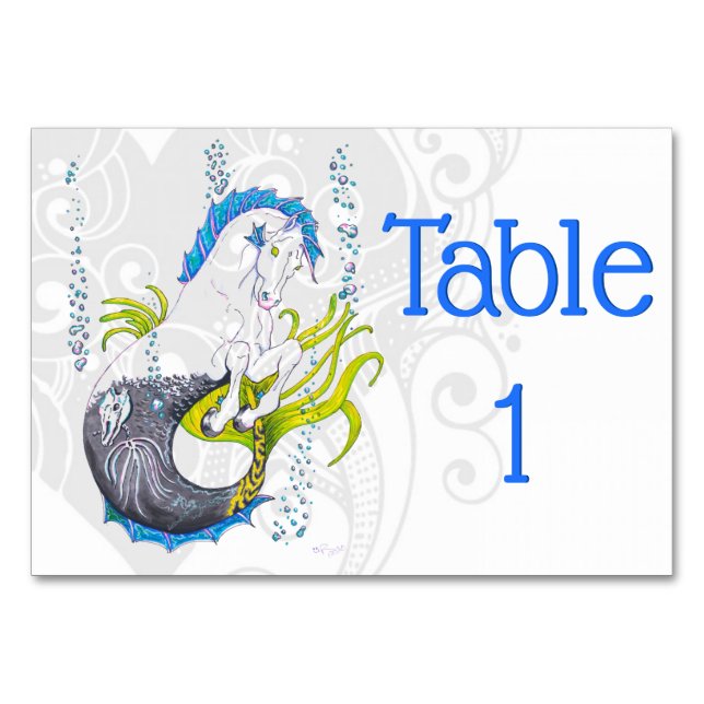 Numéro De Table Hippocampe (crâne) avec coeur gris (Devant)