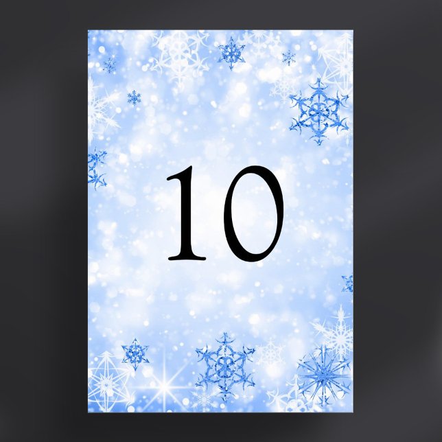 Numéro De Table Hiver Merveilles Noël Fête Bleu (Winter Wonder Christmas Holiday Blue Table Number)