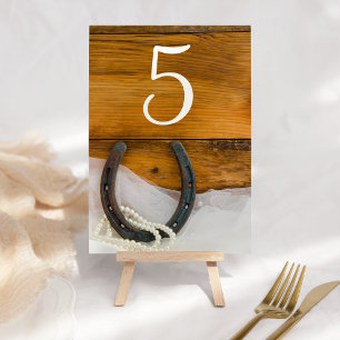 Numéro De Table Horseshoe et Pearls Country Western Mariage