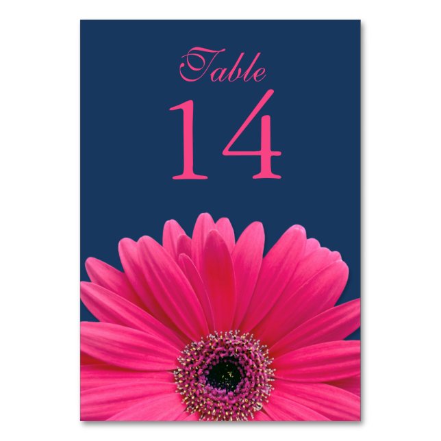 Numéro De Table Hot rose Gerbera Daisy Marine Mariage bleu (Par défaut)
