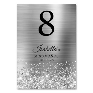 Numéro De Table Huile d'argent glacée Mis XV Anos