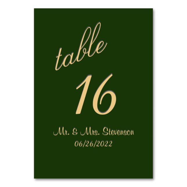 Numéro de table Hunter Green et Gold (Par défaut)