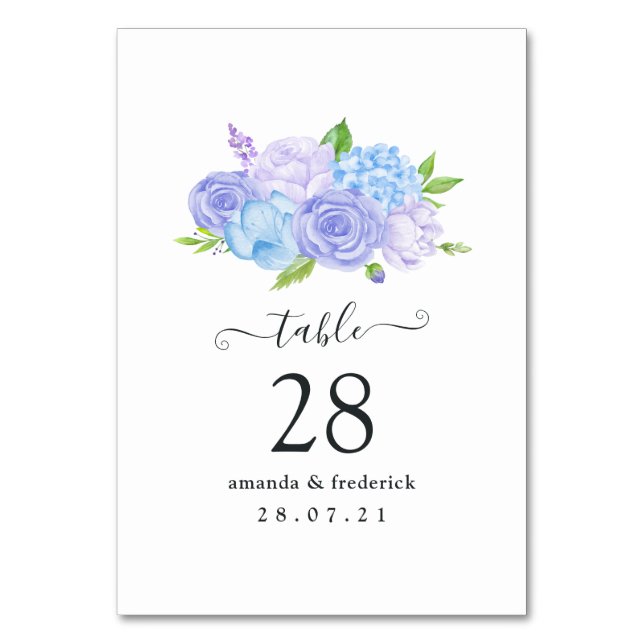 Numéro De Table Hydrangea Blue et Lavender Mariage clair (Par défaut)