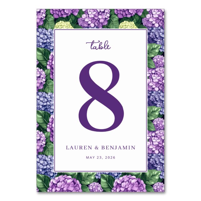 Numéro De Table Hydrangea Florale Violette Élégante (Par défaut)