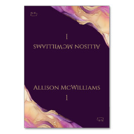 Numéro De Table Icône Mariage de violet et d'or moderne - Porc