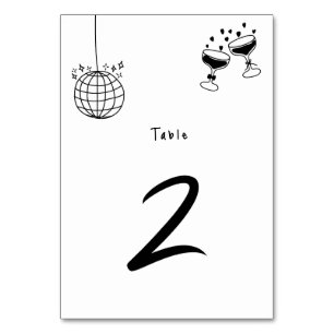 Numéro De Table Illustrations à main noire Doodles Mariage